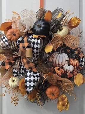 Whimsical Pumpkin Fall Wreath